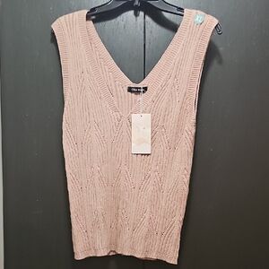 Chic Knitted V-Neck Sleeveless Top - Pink